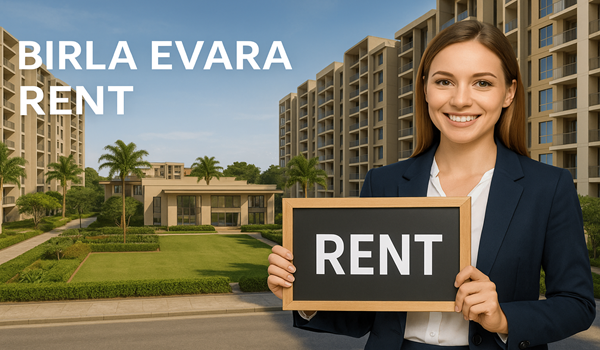 Modern residential apartments available for rent at Birla Evara, featuring luxury amenities and lush green surroundings