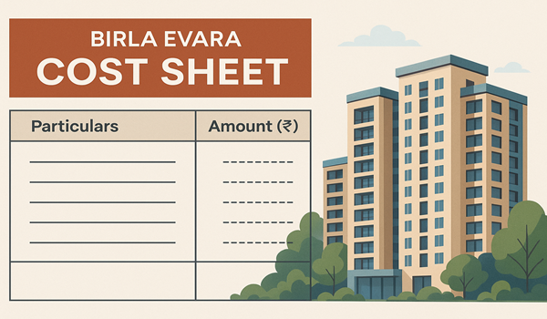 Detailed Birla Evara cost sheet outlining apartment pricing and payment structure
